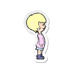 retro distressed sticker of a cartoon girl
