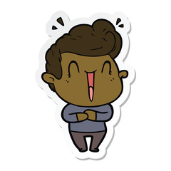 sticker of a excited man cartoon