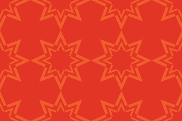 Fototapeta na wymiar Seamless, abstract background pattern made with geometric star shapes. Decorative, modern vector art in orange and red colors.
