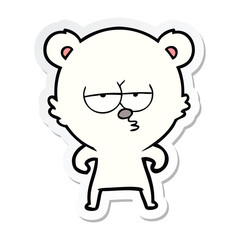 sticker of a bored polar bear cartoon