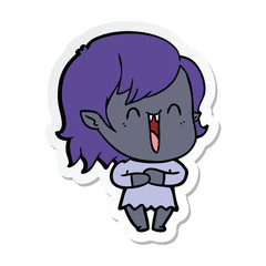 sticker of a cute cartoon happy vampire girl