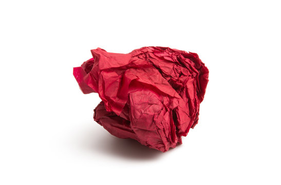 Crumpled Red Paper Isolated