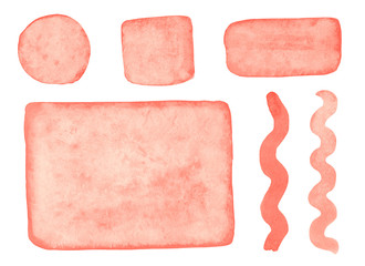 Set of light pink watercolor elements.