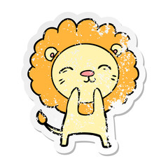 distressed sticker of a cartoon lion