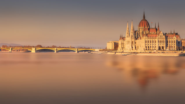 Parliament building and river Danube of Budapest