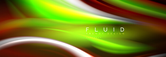 Fluid colors mixing glowing neon wave background, holographic texture