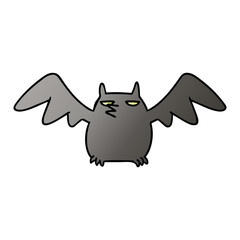 gradient cartoon doodle of a night bat