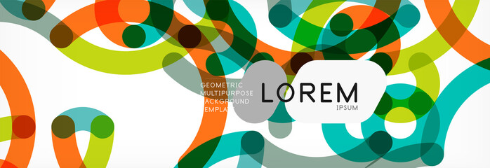 Curly lines abstract background, color overlapping linear texture