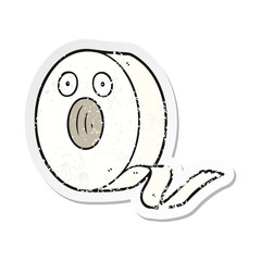 distressed sticker of a cartoon tape