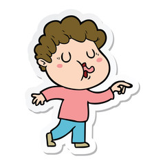 sticker of a cartoon man singing