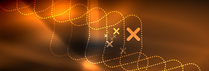 Dark neon light glowing template, abstract vector background lines