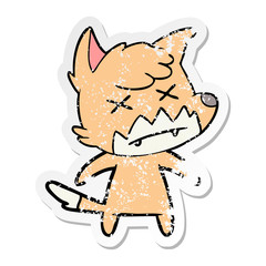 distressed sticker of a cartoon dead fox