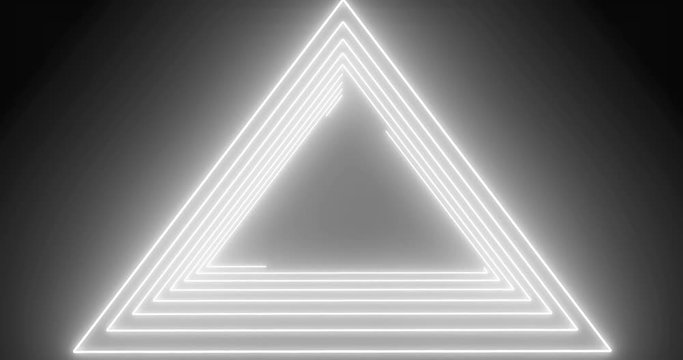 Triangle frame contouring appearing from the neon glowing lines and with an empty place for your advertisement or text.
