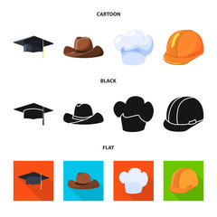 Isolated object of clothing and cap sign. Collection of clothing and beret stock vector illustration.