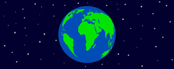 Happy Earth Day, Earth in space with stars, vector illustration