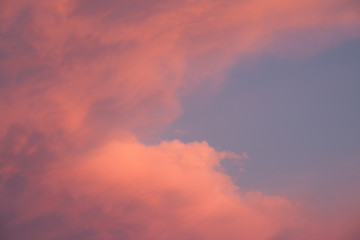 Beautiful blue sky in pink sunset clouds