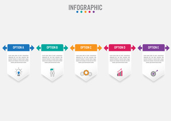 Business infographic labels template with 5 options