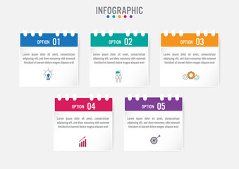 Business infographic labels template with 5 options