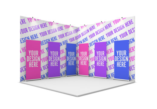 6 Rollups in Exhibition Room Mockup