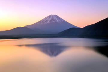 View of Mt. Fuji  at  Motosuko lake.