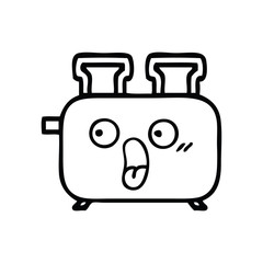 line drawing cartoon of a toaster