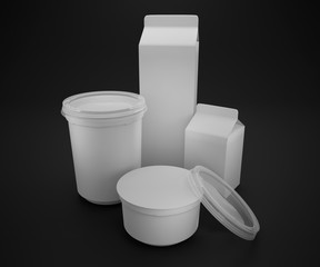 Blank fermented milk product packaging isolated on white background. 3d render