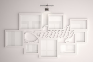 blank frames with illumination isolated on wall. 3d illustration