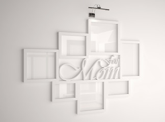 blank frames with illumination isolated on wall. 3d illustration