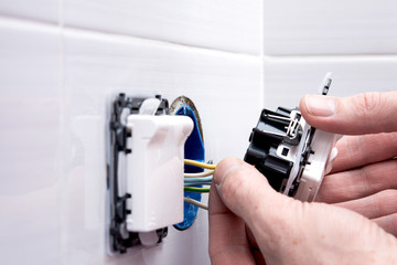 installation process of safe sockets in the bathroom