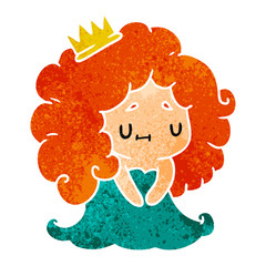 retro cartoon of a cute kawaii princess girl