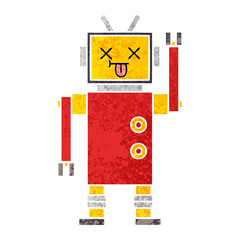 retro illustration style cartoon robot