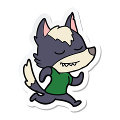 Fototapeta premium sticker of a friendly cartoon wolf