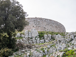 the ruins of Castel Pagano, built by the Normans, castle, church and necropoli built on the rocks....