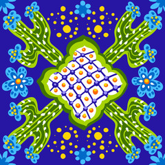 Mexican talavera ceramic tile pattern.