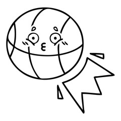 line drawing cartoon basketball