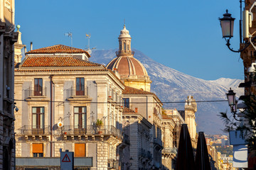 Catania. Etna volcano over the city.