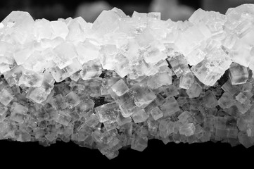 Wieliczka, salt mine natural salt crystals formed on wood.