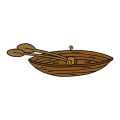 cartoon doodle of a wooden boat