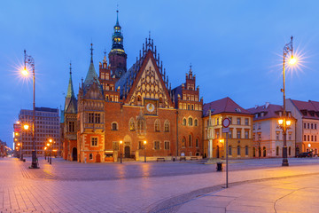 Fototapeta na wymiar Wroclaw Market Square at night.