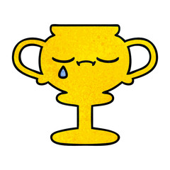 retro grunge texture cartoon trophy