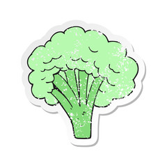 retro distressed sticker of a cartoon broccoli