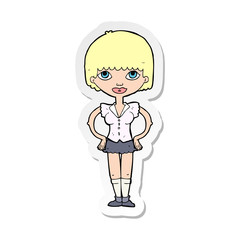 sticker of a cartoon woman with hands on hips