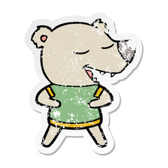 distressed sticker of a cartoon bear