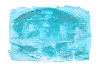 Abstract blue watercolor on white background.The color splashing on the paper 