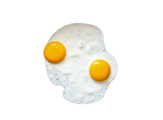 Fried egg with yellow yolk isolated on white background