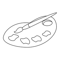 paint brush and palette symbol black and white