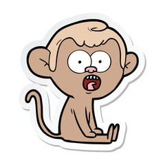 sticker of a cartoon shocked monkey