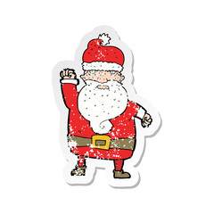 retro distressed sticker of a cartoon angry santa claus