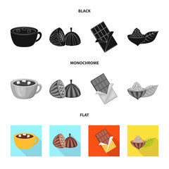 Vector illustration of food and yummy logo. Collection of food and brown   stock vector illustration.