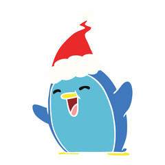 christmas cartoon of kawaii penguin